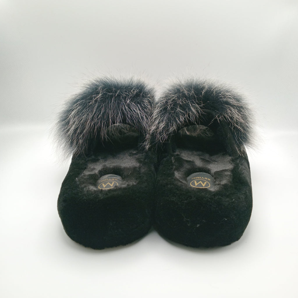 CHINELOS KEYMEI PRETO E BRANCO PELOS VELUDO