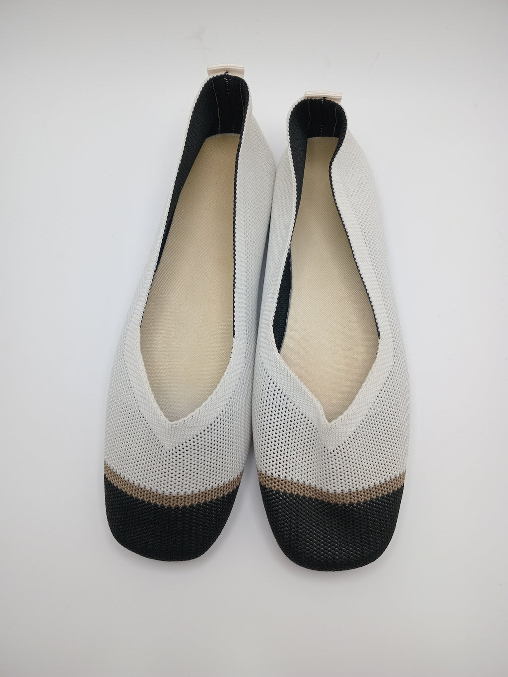 Sabrinas Confortáveis Fashion de Ponta Quadrada Malha Respirável Sem Atacadores; Sapatos Rasos Casuais Elegantes e Leves para Primavera e Verão; Design Moderno com Detalhe de Cor Contrastante.