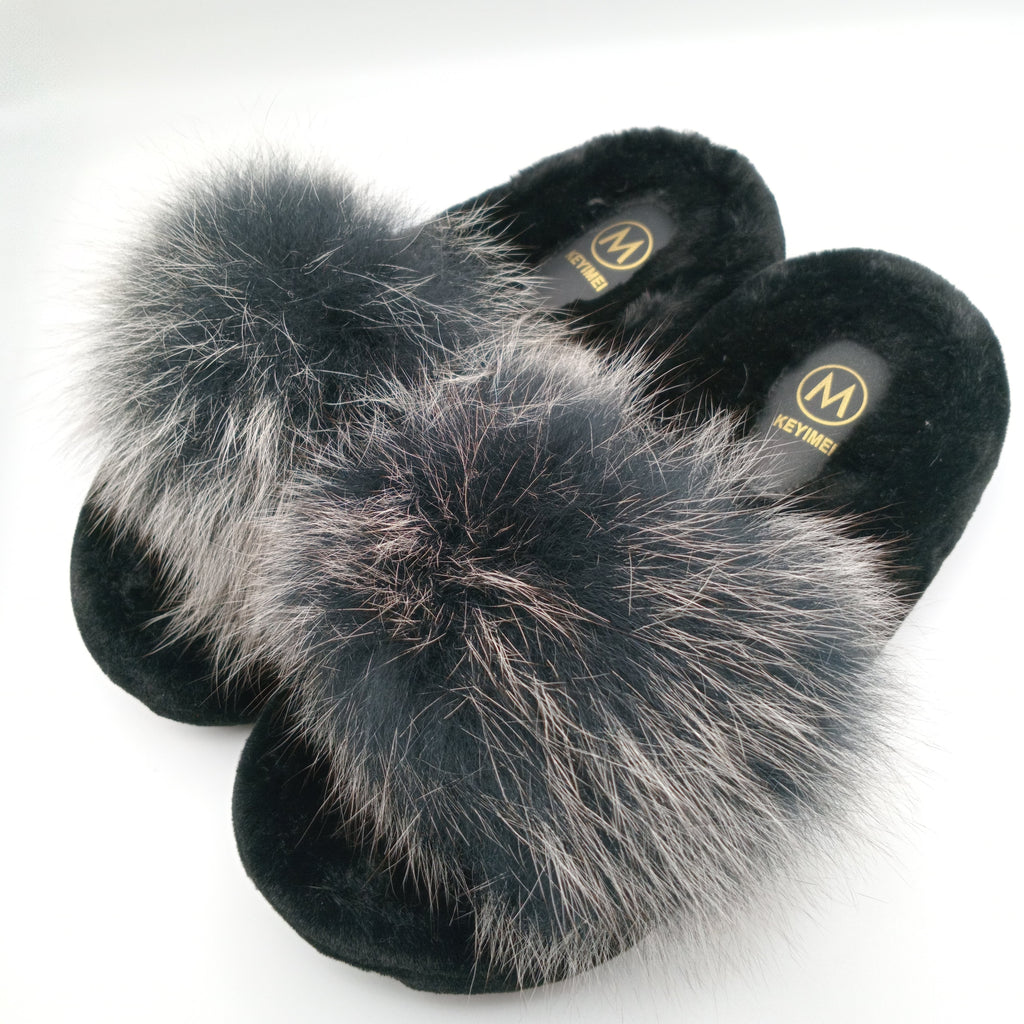 CHINELOS KEYMEI PRETO E BRANCO PELOS VELUDO