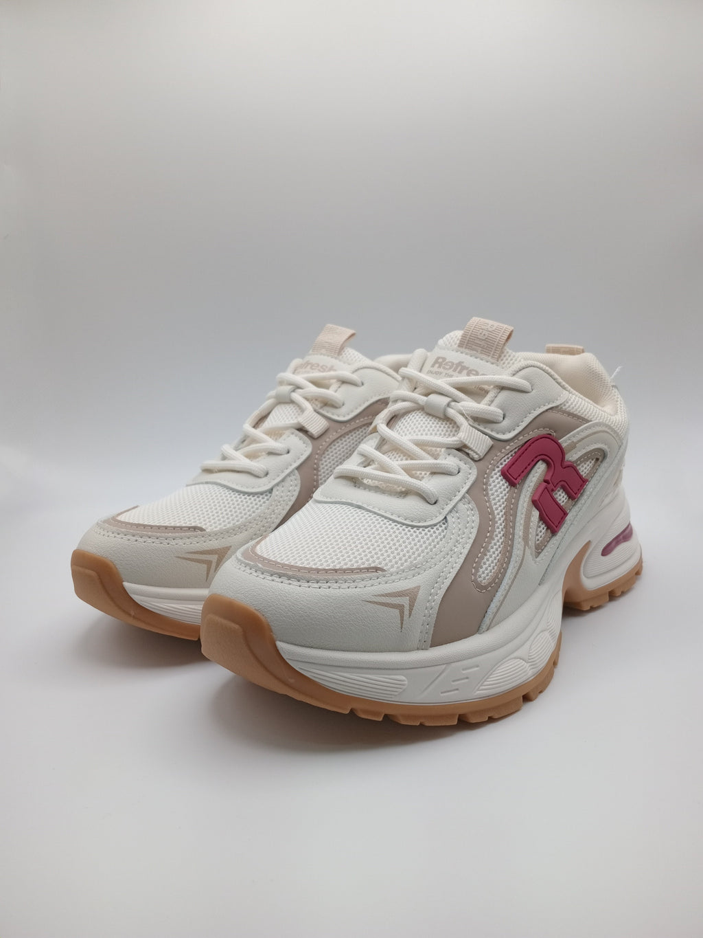 TÊNIS REFRESH BRANCO VERMELHO BEGE NUDE TECIDO SPORT