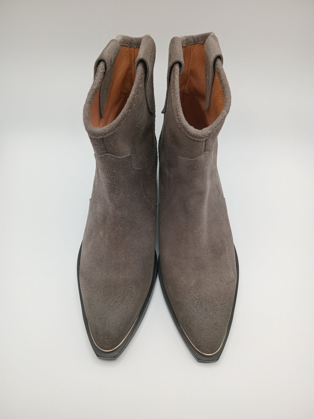 BOTA TEXANA BEAT SHOES CINZA COURO LISO BICUDO PONTA METAL