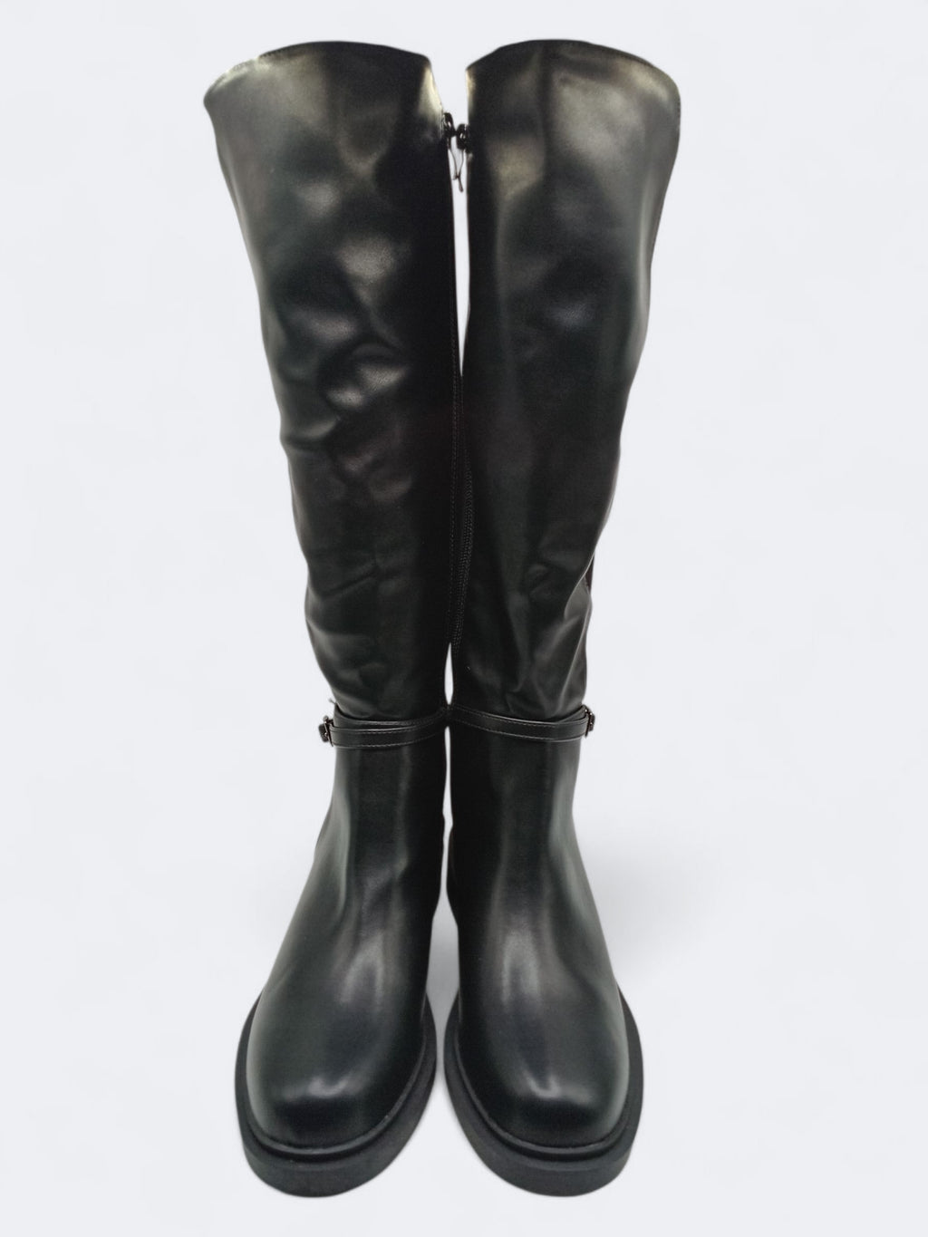 BOTA CAVALEIRA BUONAROTTI PRETO ECO PELE ZIPER TIRA REGULADORA LATERAL MONTARIA