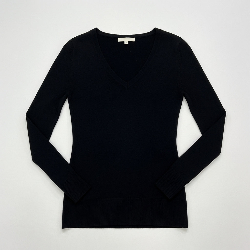 CAMISOLA VINCEOTTO PRETO DECOTE EM BICO MANGA CUMPRIDA
