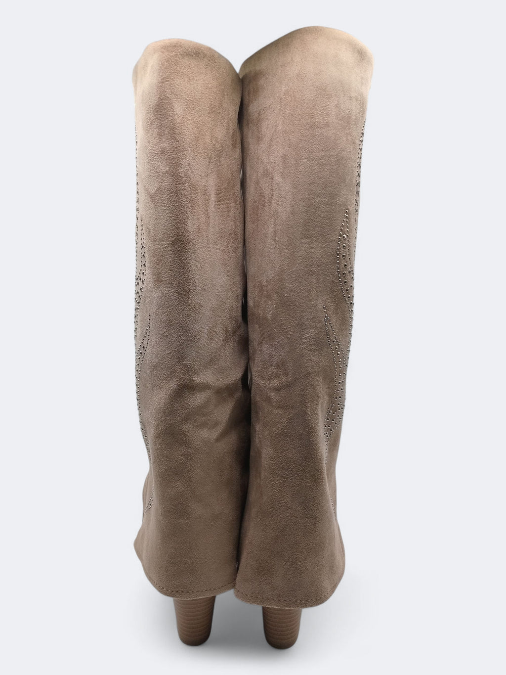 BOTA WESTERN STEPHAN PARIS BEGE CASTANHO CLARO CAMURÇA STRASS BRILHO BICUDO ZIPER CANO ALTO