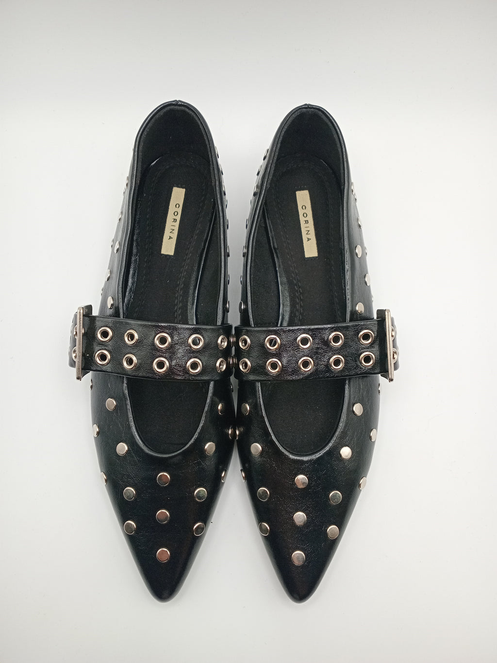 SABRINA MARY JANE CORINA PRETO ECO PELE TIRA TAXAS CÍRCULOS ARGOLAS BICUDO