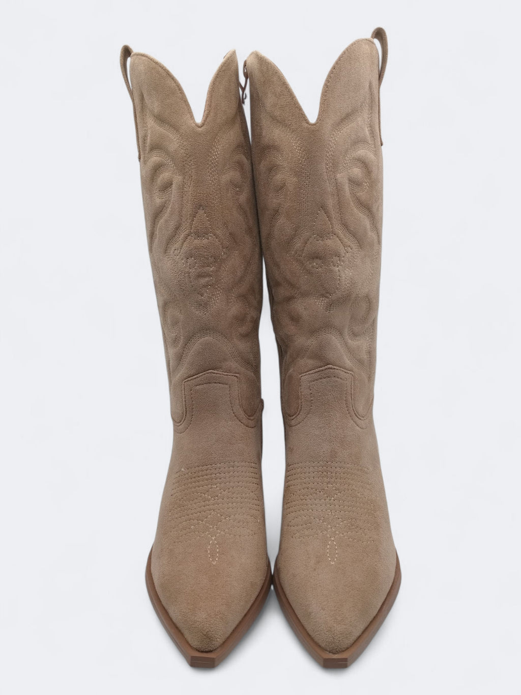 BOTA COWGIRL MARQUIIZ KHAKI BEGE CAMURÇA BORDADO ZIPER BICUDO