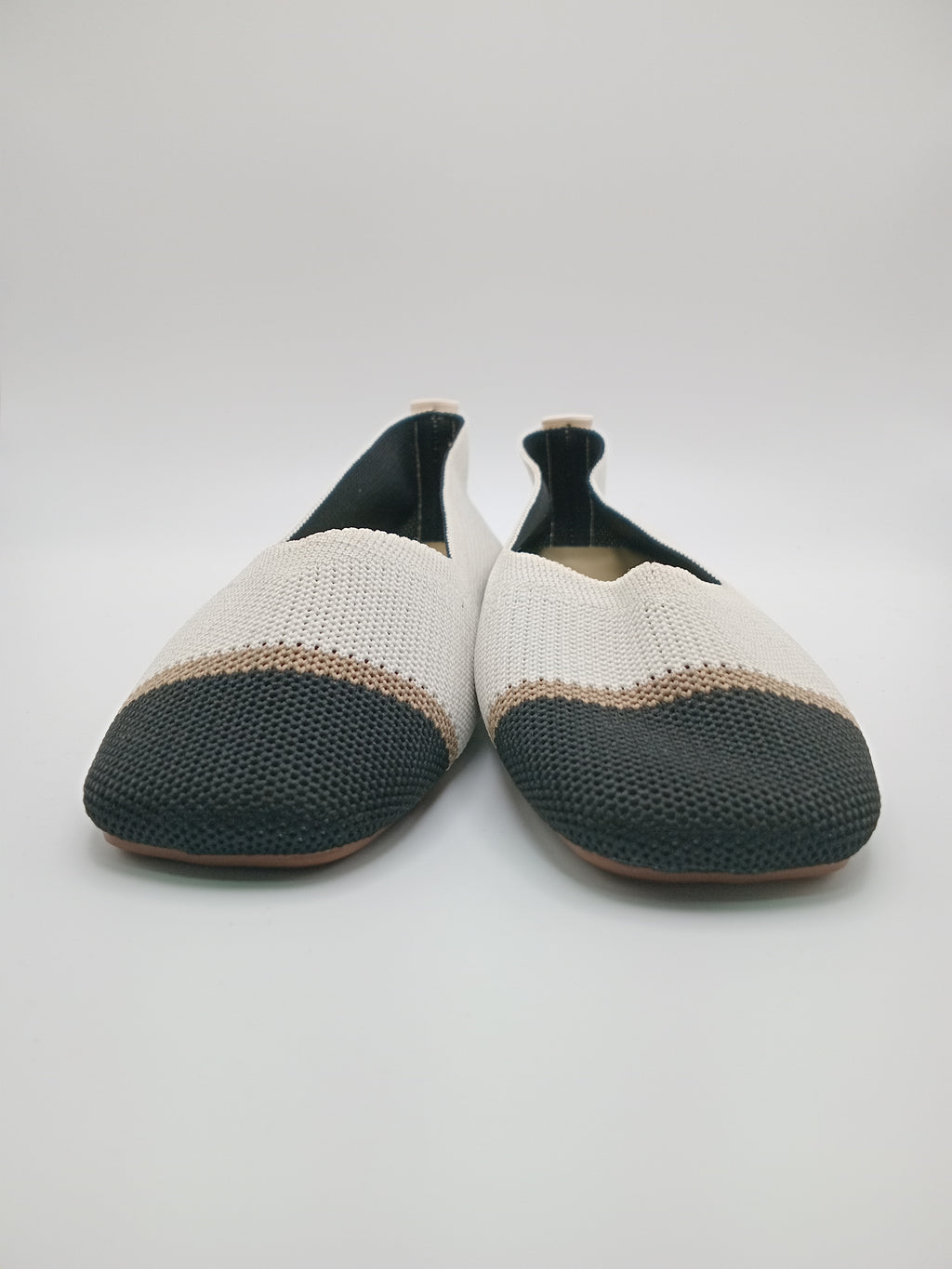 Sabrinas Confortáveis Fashion de Ponta Quadrada Malha Respirável Sem Atacadores; Sapatos Rasos Casuais Elegantes e Leves para Primavera e Verão; Design Moderno com Detalhe de Cor Contrastante.