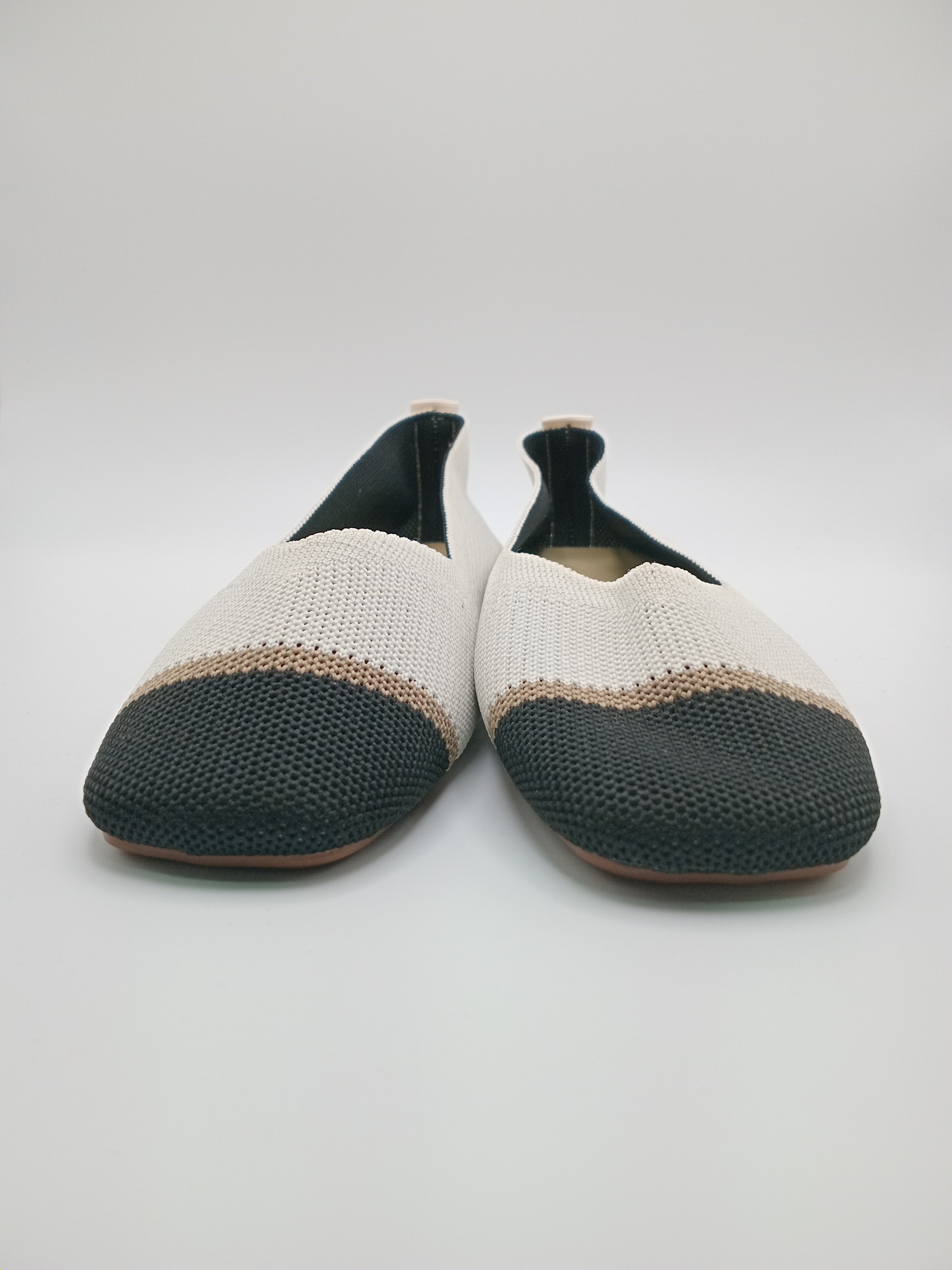 Sabrinas Confortáveis Fashion de Ponta Quadrada Malha Respirável Sem Atacadores; Sapatos Rasos Casuais Elegantes e Leves para Primavera e Verão; Design Moderno com Detalhe de Cor Contrastante.
