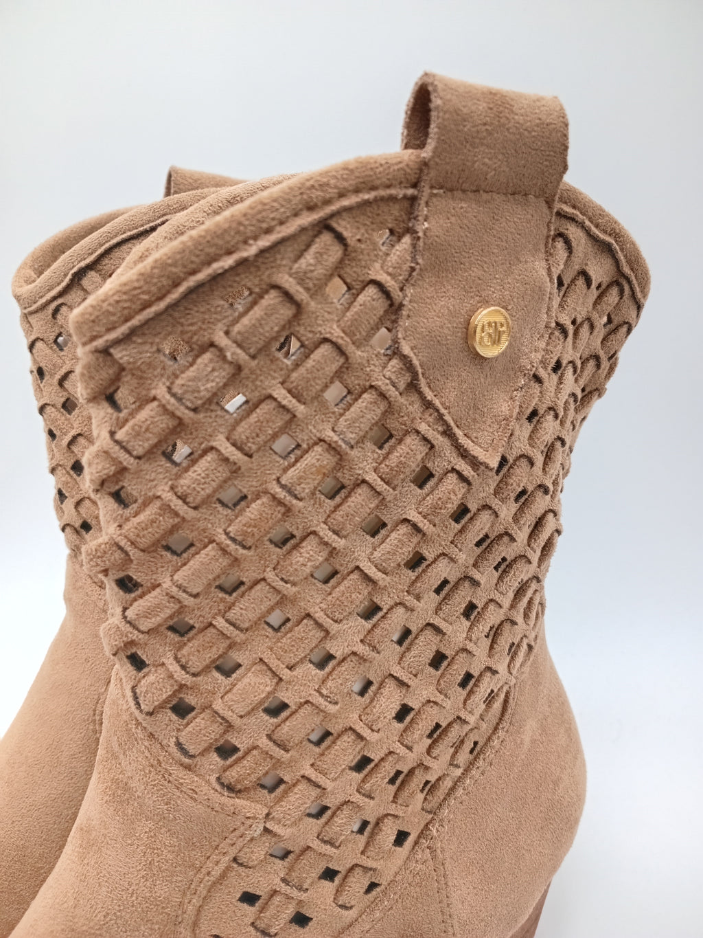 BOTA TEXANA MACADI CASTANHO CAMURÇA MACRAME BICUDO QUADRADO ZIPER