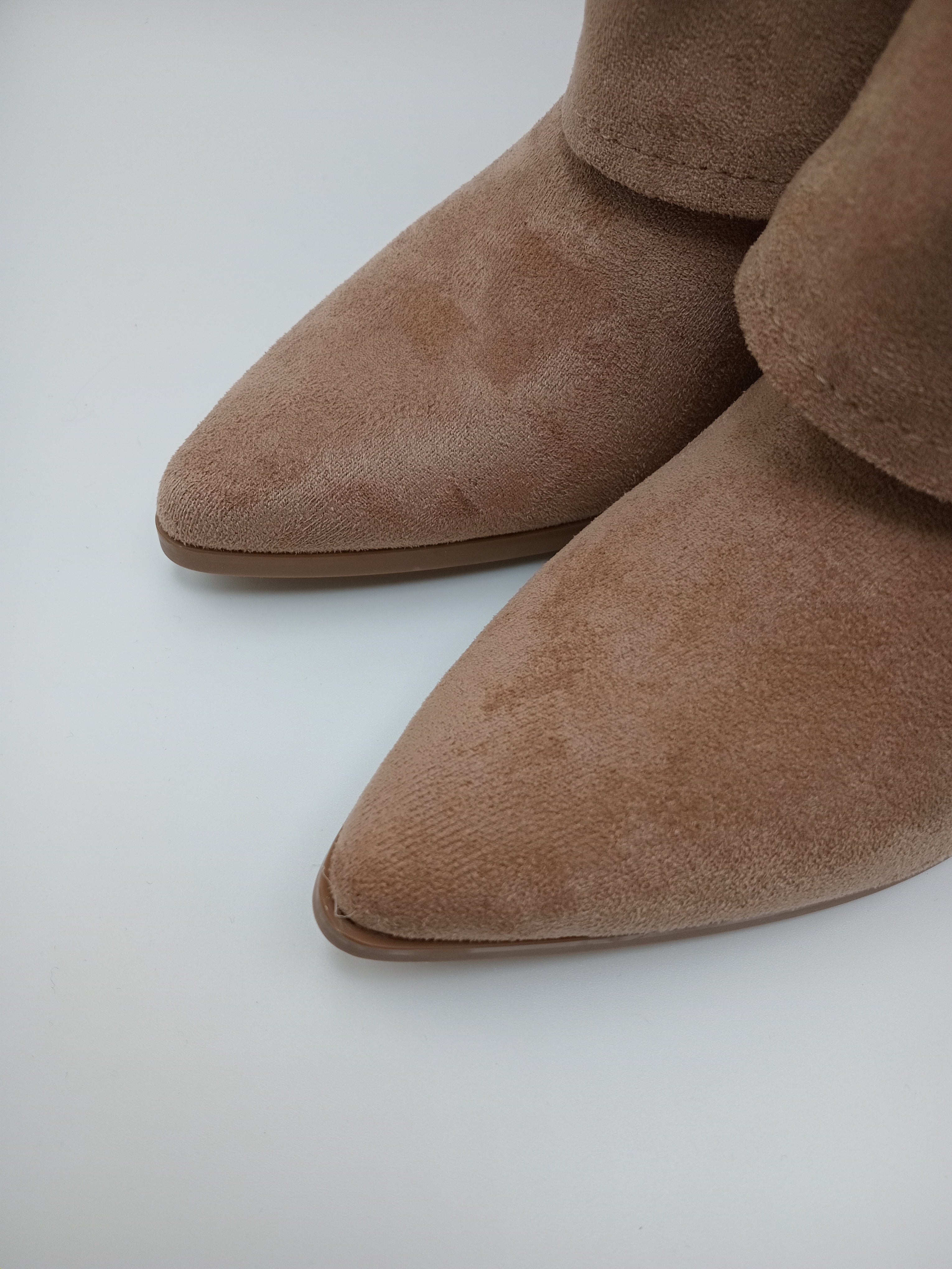 BOTA WESTERN STEPHAN PARIS BEGE CASTANHO CLARO CAMURÇA STRASS BRILHO BICUDO ZIPER CANO ALTO