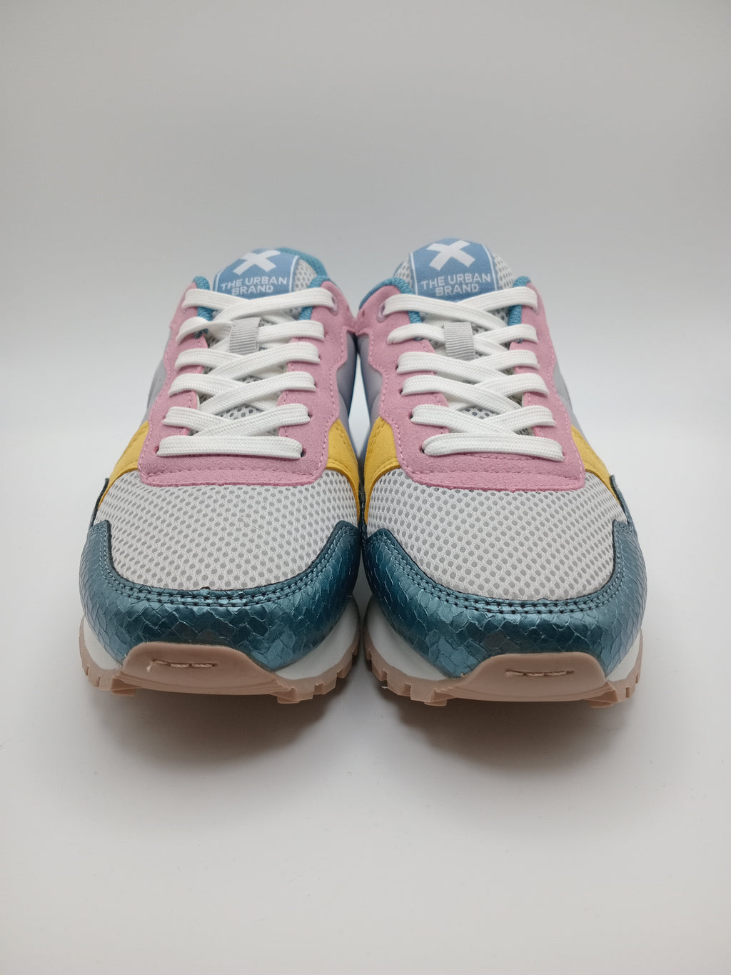 TÊNIS XTI AZUL CINZA AMARELO ROSA TECIDO SPORT