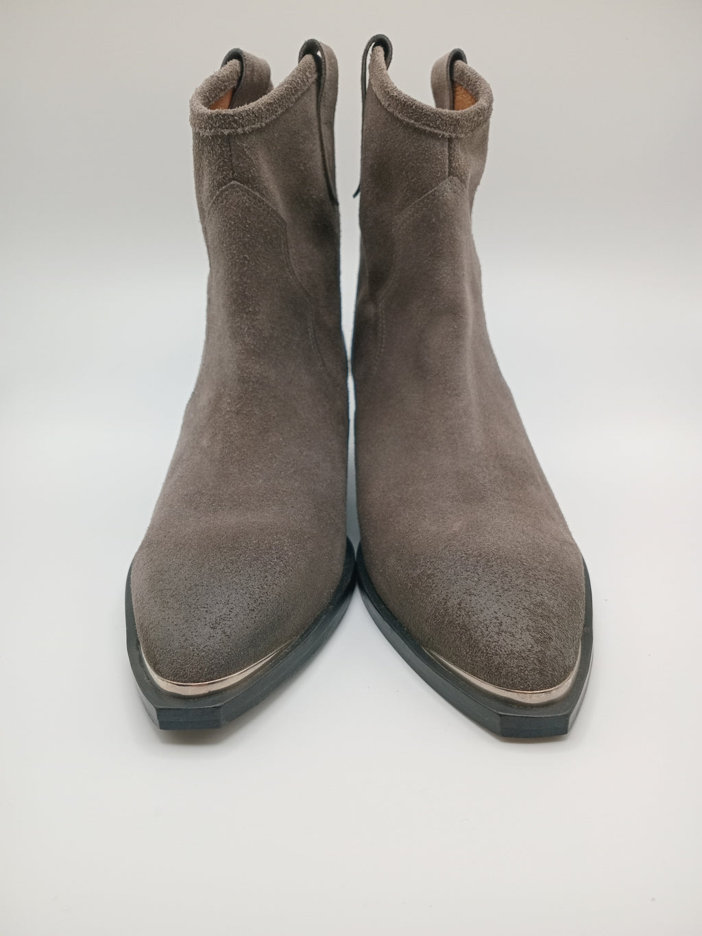 BOTA TEXANA BEAT SHOES CINZA COURO LISO BICUDO PONTA METAL
