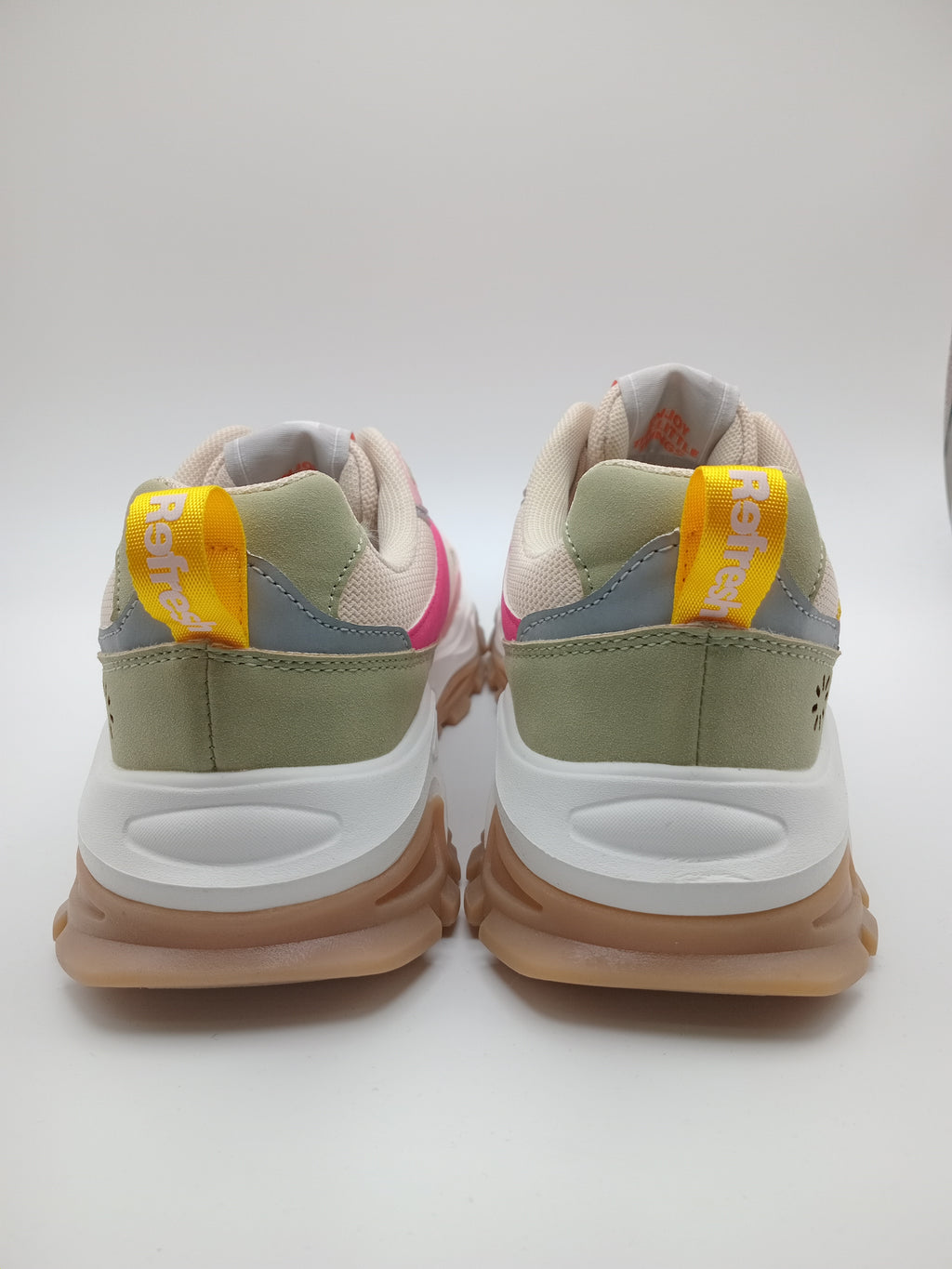 TÊNIS REFRESH ROSA CINZA BRANCO AMARELO TECIDO SPORT