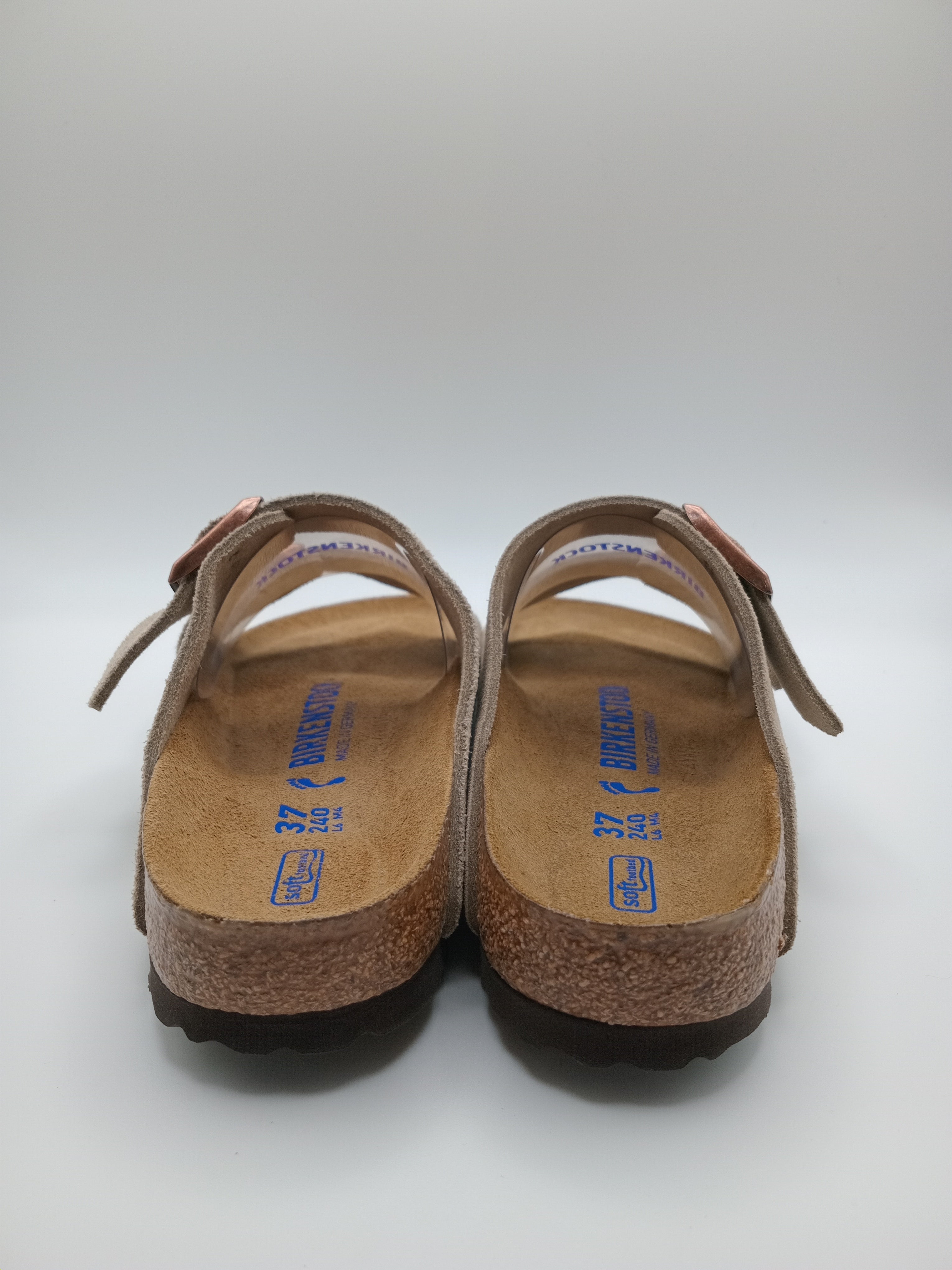 Sandálias Birkenstock Arizona BS Faded khaki cinza Camurça com Duas Fivelas cobre Ajustáveis e Sola de Cortiça Ergonómica Confortável para Mulher e Homem