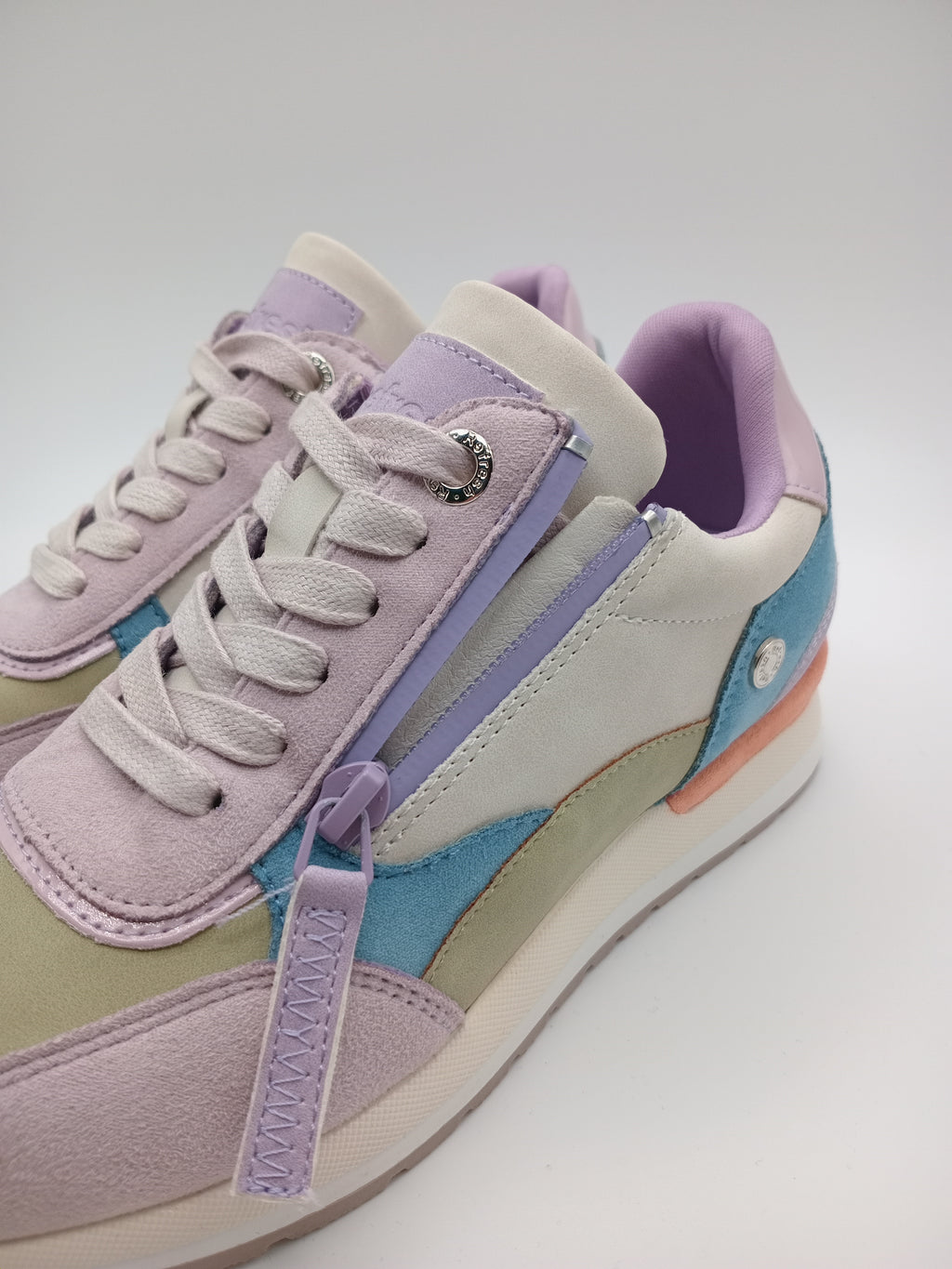 TÊNIS REFRESH LILAS CINZA AZUL TECIDO ABERTURA ZIPER LATERAL