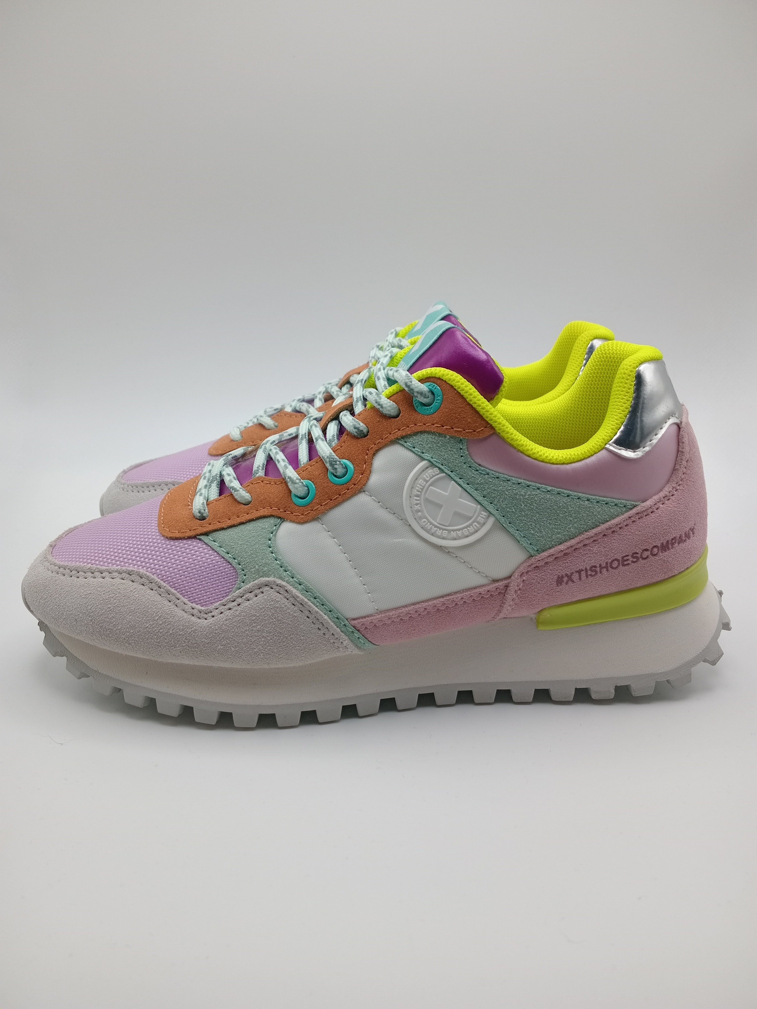 TÊNIS XTI LILAS ROXO CINZA AMARELO NEON BRANCO AZUL TECIDO SPORT