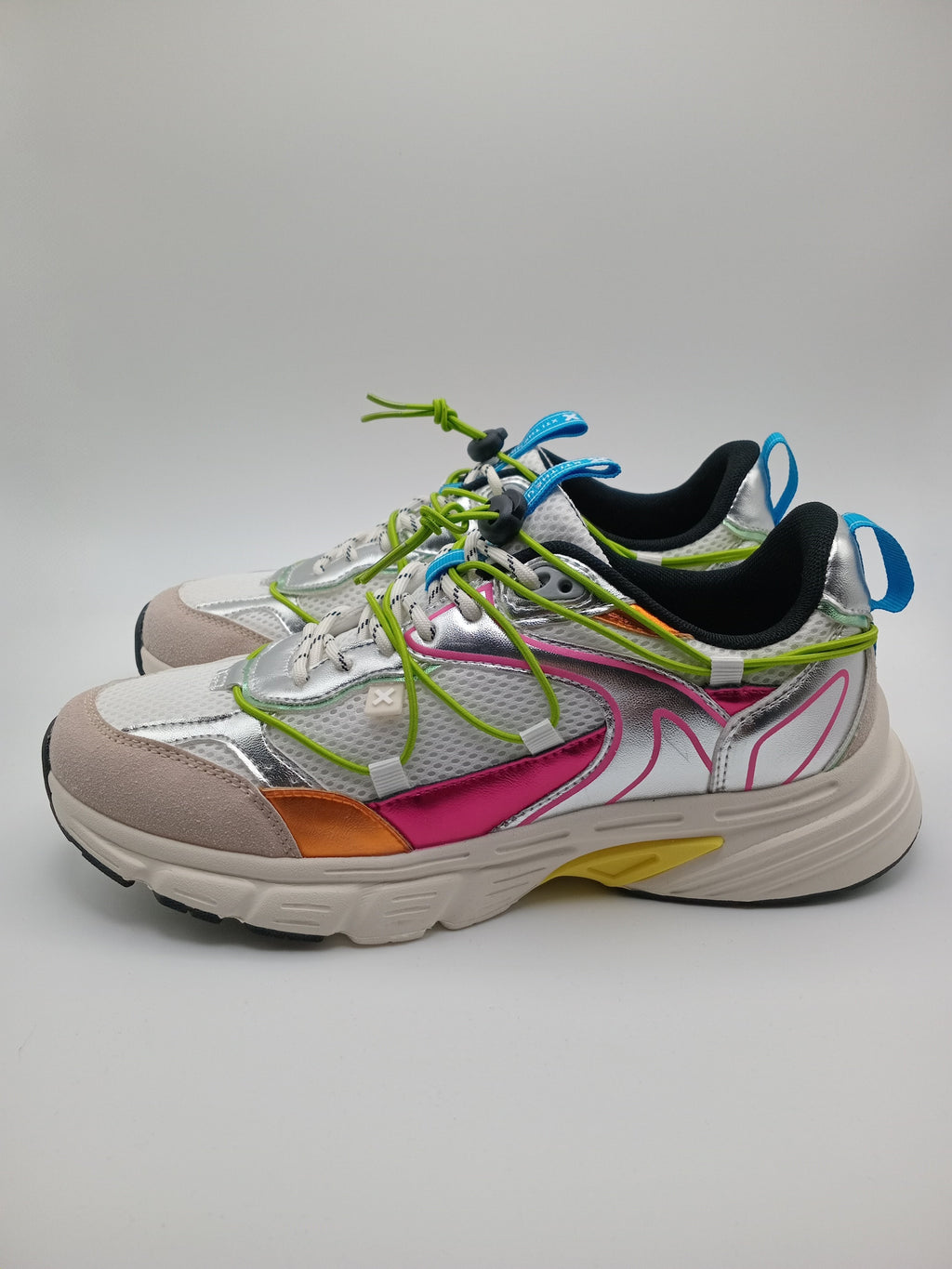 TÊNIS XTI BRANCO PRATA VERDE ROSA AMARELO LARANJA AZUL TECIDO SPORT