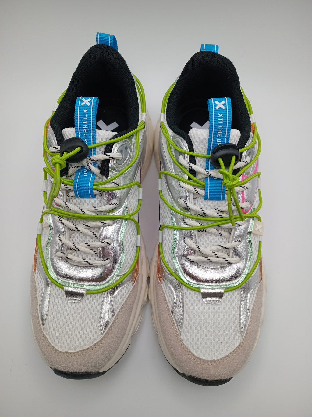 TÊNIS XTI BRANCO PRATA VERDE ROSA AMARELO LARANJA AZUL TECIDO SPORT