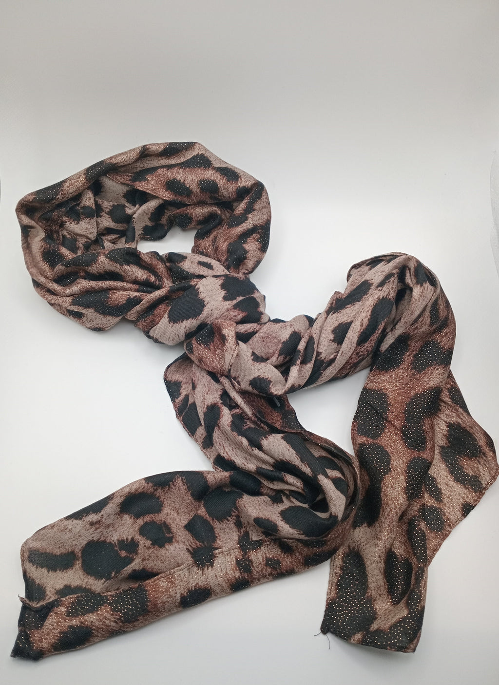 LENÇO LEOPARDO BRILHO ANIMAL PRINT CACHECOL